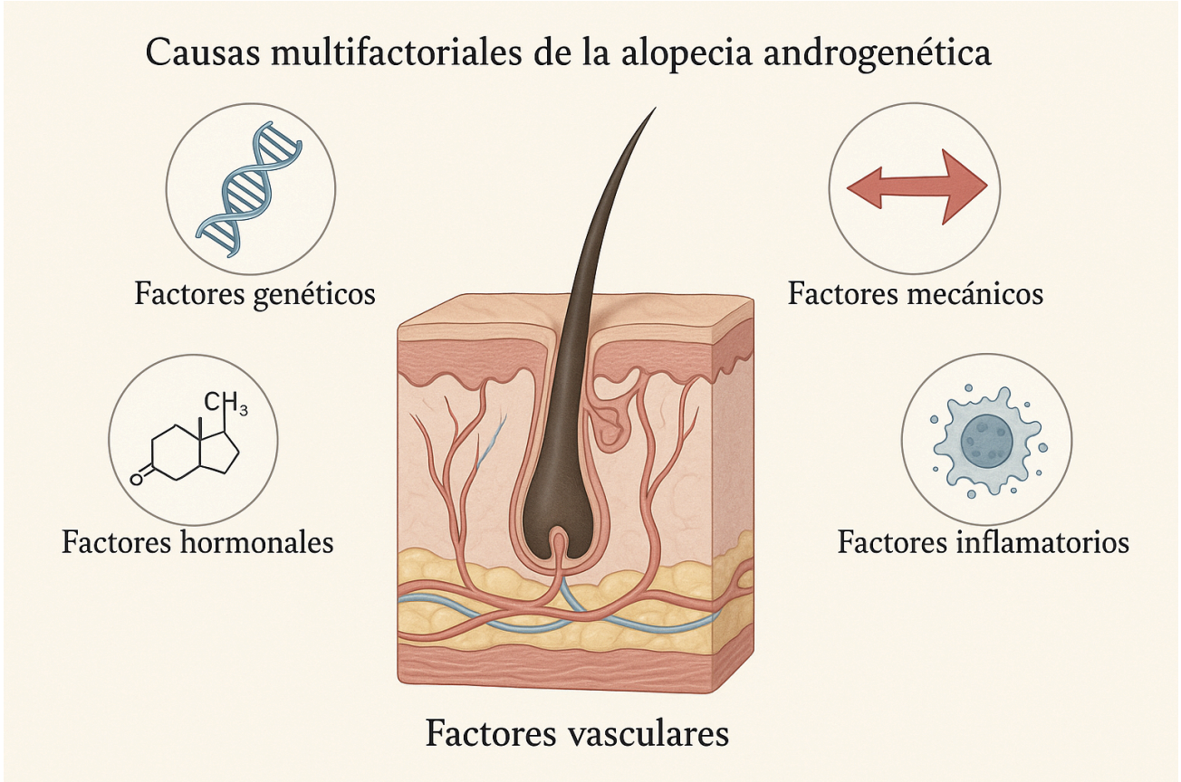 Causas multifactoriales de la alopecia androgenetica